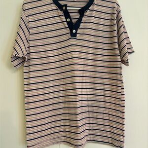 Striped Short Sleeve Henley Shirt